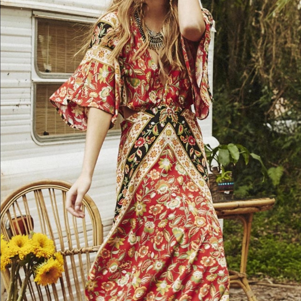 SPELL Lolita Cutout Maxi Dress in Campfire XS